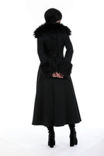 Load image into Gallery viewer, Gothic fur neck and sleeves woolen maxi coat JW256