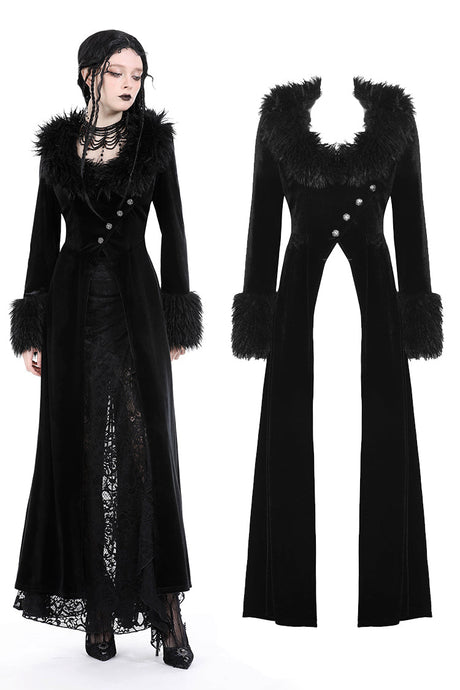 Gothic ladylike fur velvet maxi coat JW258