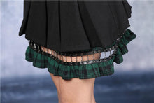 Load image into Gallery viewer, Punk pleated skirt with plaids connected by cycle chain KW039GN - Gothlolibeauty