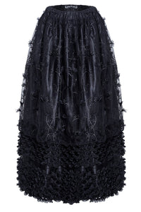 Gothic long skirt with budding flowers lace KW093 - Gothlolibeauty