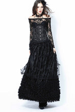 Load image into Gallery viewer, Gothic long skirt with budding flowers lace KW093 - Gothlolibeauty
