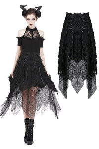 Punk disorderly flower and mesh skirt with irregular hem KW126 – DARK IN  LOVE