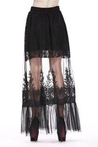 Gothic long skirt with flower hollow-out design KW128 - Gothlolibeauty