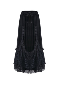 Gothic A-line lacey velvet long skirt KW131