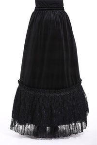 Gothic A-line lacey velvet long skirt KW131 - Gothlolibeauty