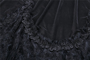 Gothic A-line lacey velvet long skirt KW131