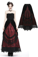 Load image into Gallery viewer, Gothic Black red wave velvet lace maxi skirt KW133RD - Gothlolibeauty
