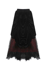 Load image into Gallery viewer, Gothic Black red wave velvet lace maxi skirt KW133RD - Gothlolibeauty