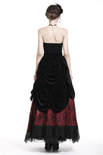 Load image into Gallery viewer, Gothic Black red wave velvet lace maxi skirt KW133RD - Gothlolibeauty