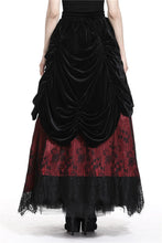 Load image into Gallery viewer, Gothic Black red wave velvet lace maxi skirt KW133RD - Gothlolibeauty