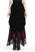 Load image into Gallery viewer, Gothic Black red wave velvet lace maxi skirt KW133RD - Gothlolibeauty