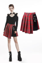 Load image into Gallery viewer, Punk red big pin pleated plaid skirt KW135RD - Gothlolibeauty