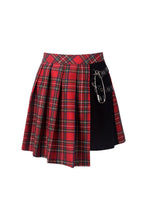 Load image into Gallery viewer, Punk red big pin pleated plaid skirt KW135RD - Gothlolibeauty