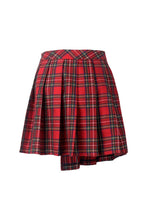 Load image into Gallery viewer, Punk red big pin pleated plaid skirt KW135RD - Gothlolibeauty