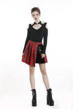 Load image into Gallery viewer, Punk red big pin pleated plaid skirt KW135RD - Gothlolibeauty
