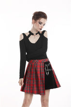 Load image into Gallery viewer, Punk red big pin pleated plaid skirt KW135RD - Gothlolibeauty