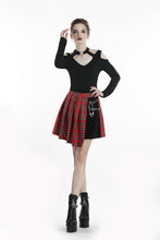 Load image into Gallery viewer, Punk red big pin pleated plaid skirt KW135RD - Gothlolibeauty
