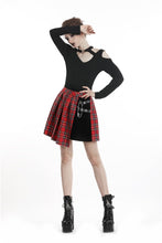 Load image into Gallery viewer, Punk red big pin pleated plaid skirt KW135RD - Gothlolibeauty