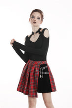 Load image into Gallery viewer, Punk red big pin pleated plaid skirt KW135RD - Gothlolibeauty
