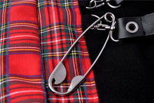 Load image into Gallery viewer, Punk red big pin pleated plaid skirt KW135RD - Gothlolibeauty