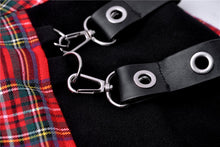 Load image into Gallery viewer, Punk red big pin pleated plaid skirt KW135RD - Gothlolibeauty