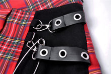 Load image into Gallery viewer, Punk red big pin pleated plaid skirt KW135RD - Gothlolibeauty