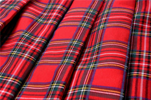 Punk red big pin pleated plaid skirt KW135RD - Gothlolibeauty