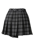 Load image into Gallery viewer, Punk pleated grid irregular hem skirt KW135BK - Gothlolibeauty