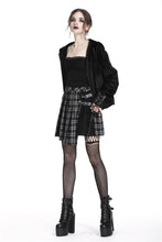 Load image into Gallery viewer, Punk pleated grid irregular hem skirt KW135BK - Gothlolibeauty