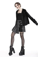 Load image into Gallery viewer, Punk pleated grid irregular hem skirt KW135BK - Gothlolibeauty