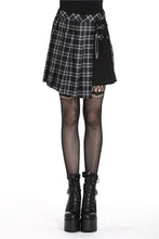 Load image into Gallery viewer, Punk pleated grid irregular hem skirt KW135BK - Gothlolibeauty