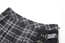Load image into Gallery viewer, Punk pleated grid irregular hem skirt KW135BK - Gothlolibeauty