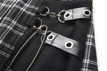 Load image into Gallery viewer, Punk pleated grid irregular hem skirt KW135BK - Gothlolibeauty