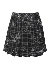 KW136 Pleated grid star mesh chain skirt