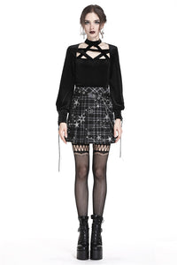KW136 Pleated grid star mesh chain skirt