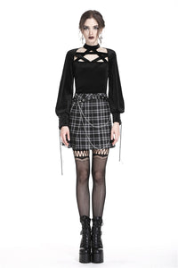 KW136 Pleated grid star mesh chain skirt