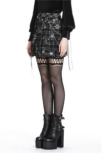 KW136 Pleated grid star mesh chain skirt
