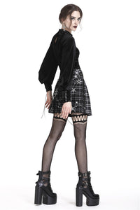 KW136 Pleated grid star mesh chain skirt