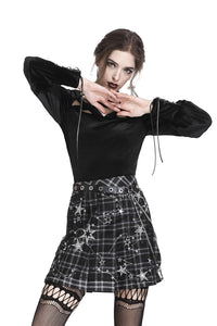 KW136 Pleated grid star mesh chain skirt
