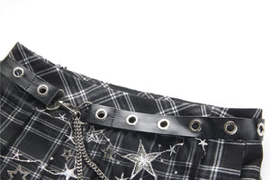 KW136 Pleated grid star mesh chain skirt