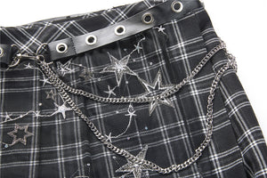KW136 Pleated grid star mesh chain skirt