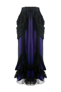 Gothic lace mesh satin long skirt KW139 - Gothlolibeauty