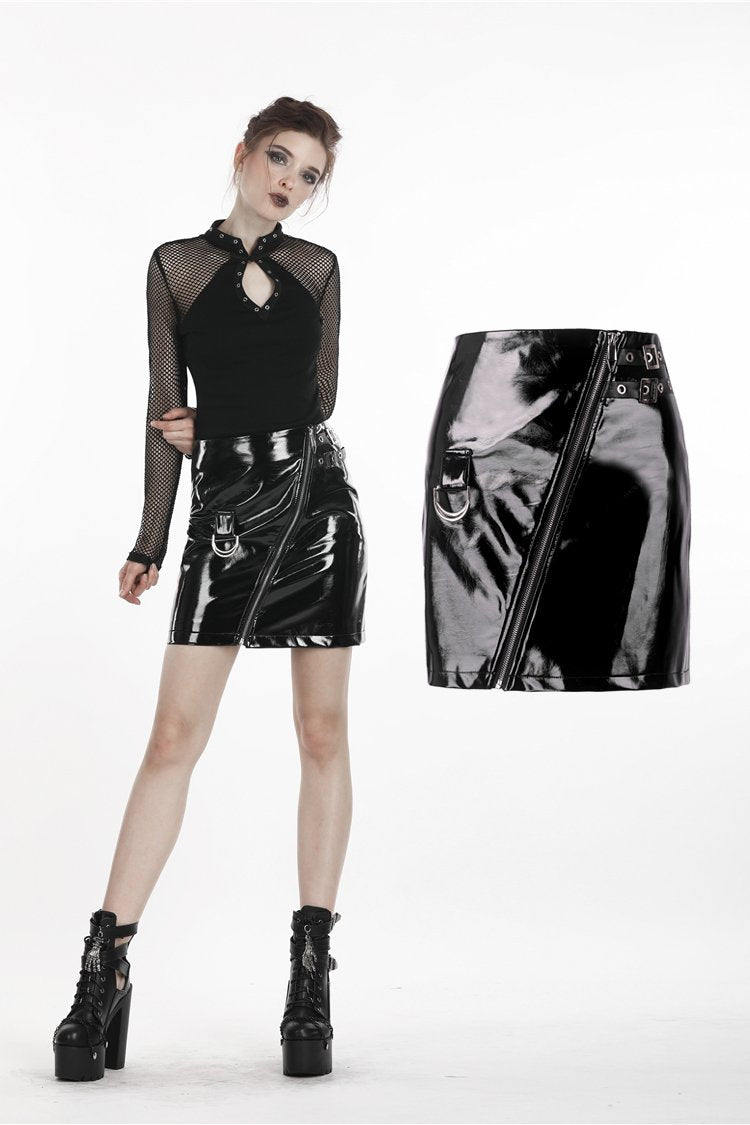 Punk rock shiny PU short skirt KW144 - Gothlolibeauty