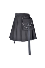 Load image into Gallery viewer, Black casual punk pleated short skirt with bag side KW152 - Gothlolibeauty