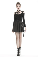 Load image into Gallery viewer, Black casual punk pleated short skirt with bag side KW152 - Gothlolibeauty