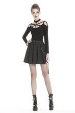 Load image into Gallery viewer, Black casual punk pleated short skirt with bag side KW152 - Gothlolibeauty