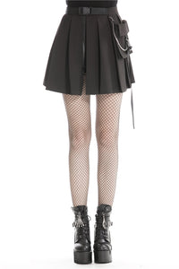 Black casual punk pleated short skirt with bag side KW152 - Gothlolibeauty