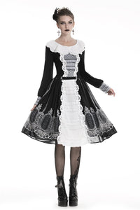 Gothic lolita Black and white skirt  KW153 - Gothlolibeauty