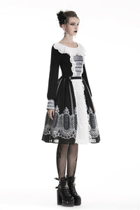 Gothic lolita Black and white skirt  KW153 - Gothlolibeauty