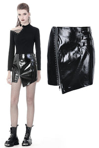 Punk shinning irregular PU short skirt KW160 - Gothlolibeauty